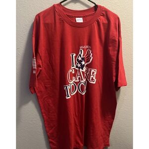 USA CARES Single Stitch T-Shirt  I Care Too Eagle USA Size XXLarge Made In USA